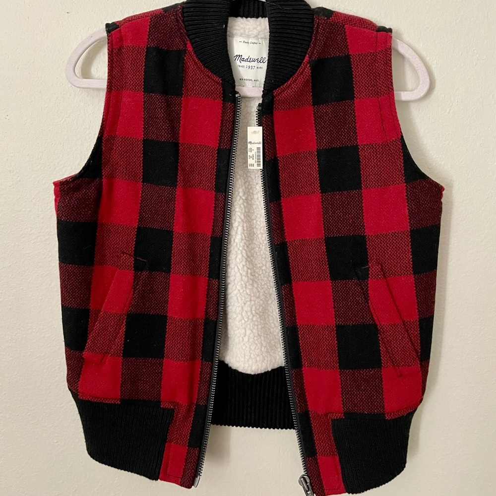 Madewell Checker Sherpa Vest